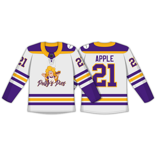 Polly's Pies Hockey Jersey - 21 Apple - Riley (4-6 weeks)