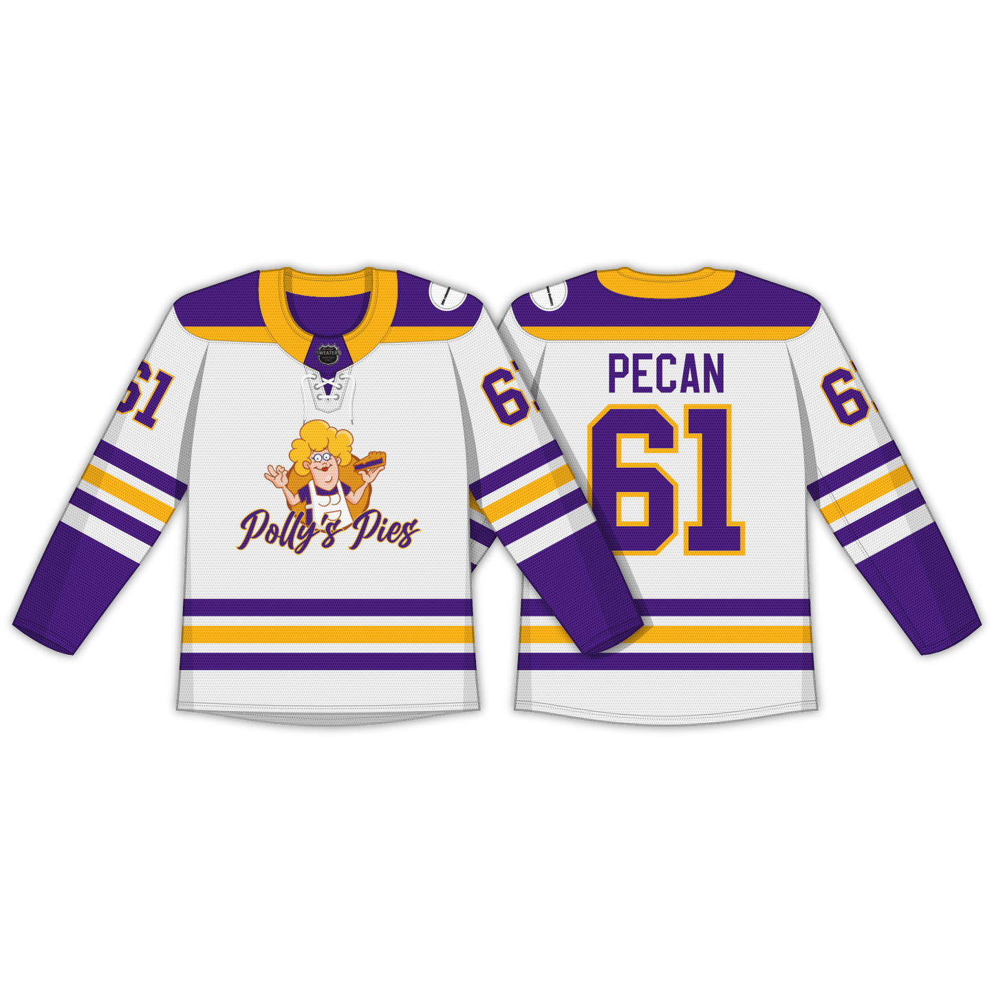 Polly's Pies Hockey Jersey - 61 Pecan - Tyler (4-6 weeks)
