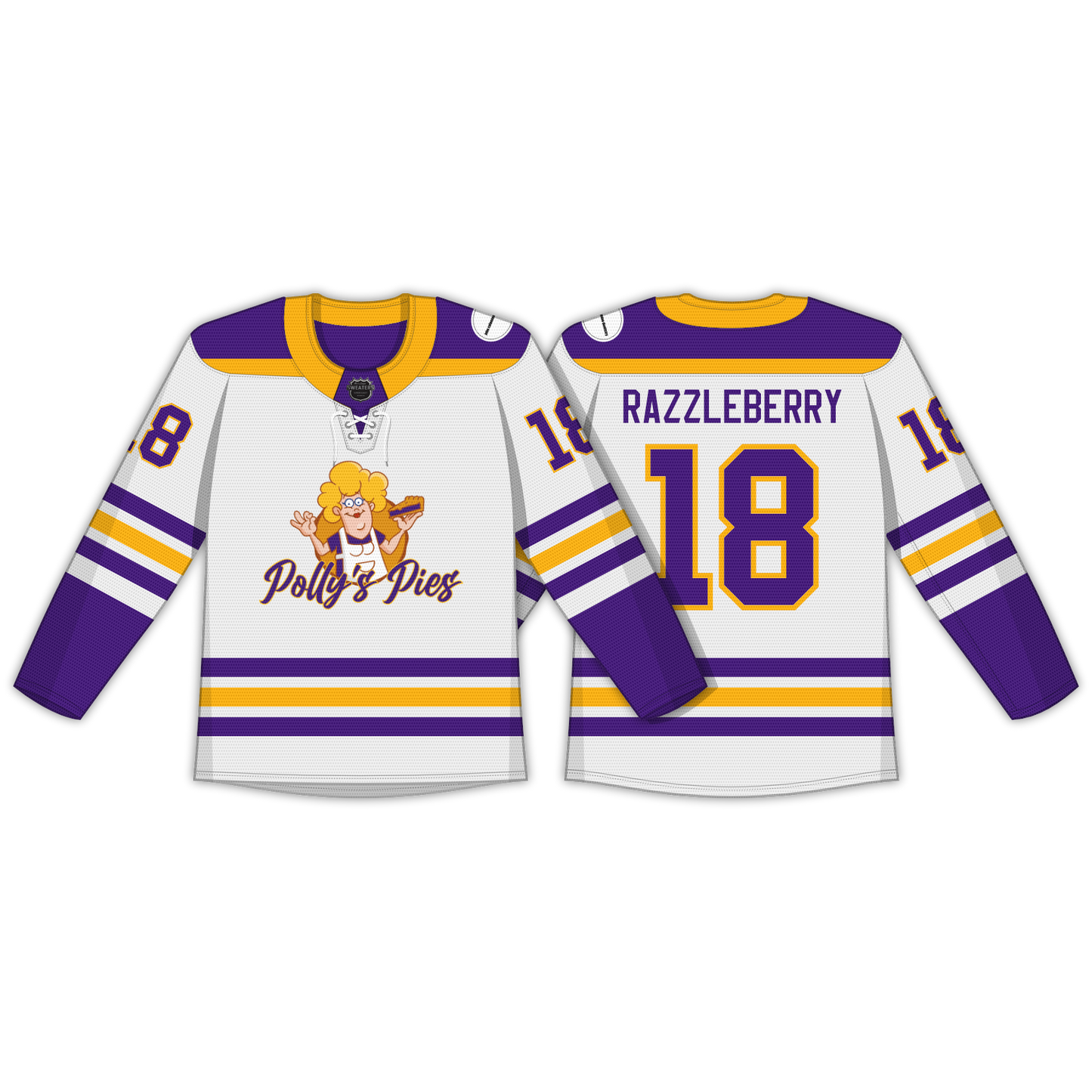 Polly's Pies Hockey Jersey - 18 Razzleberry - Grayson (4-6 weeks)